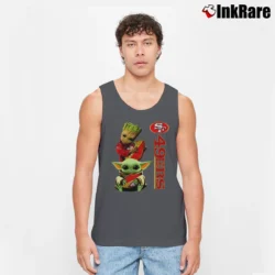 Men’s 49ers Baby Yoda And Groot Star Wars NFL Costume Tank Top in charcoal | Breathable, Active-Friendly Design