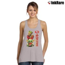 Women’s 49ers Baby Yoda And Groot Star Wars NFL Costume Tank Top in sport grey | Lightweight, Movement-Friendly