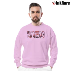 Men’s 5150 EVH Guitar Crewneck Sweatshirt in light pink | Cozy Fabric, Clean Style