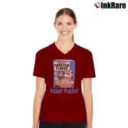 Women’s 60s Tony The Tiger Sugar Frosted Flakes V-Neck Tee in maroon | Chic Neckline, Soft Texture