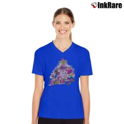 Women’s 7 Dwarfs Snow Christmas Disney Vintage Holiday V-Neck Tee in royal blue | Chic Neckline, Soft Texture
