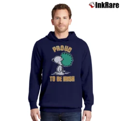 Men’s 70s 80s Snoopy Proud To Be Irish Pullover Hoodie in navy | Cozy, Durable, Modern Fit