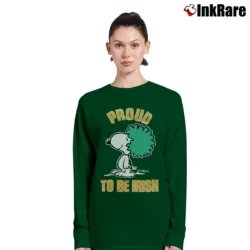Women’s 70s 80s Snoopy Proud To Be Irish Long-Sleeve Top in forest green | Sleek, Versatile, All-Season