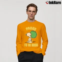 Men’s 70s 80s Snoopy Proud To Be Irish Long-Sleeve Shirt in orange | Sleek, Lightweight, Year-Round Wear