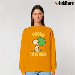 Women’s 70s 80s Snoopy Proud To Be Irish Relaxed Sweatshirt in orange | Soft, Laid-Back Vibe