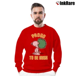 Men’s 70s 80s Snoopy Proud To Be Irish Crewneck Sweatshirt in red | Cozy Fabric, Clean Style