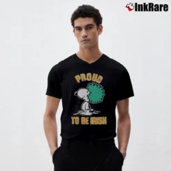 Men’s 70s 80s Snoopy Proud To Be Irish V-Neck Tee in black | Sharp, Breathable, Everyday Staple