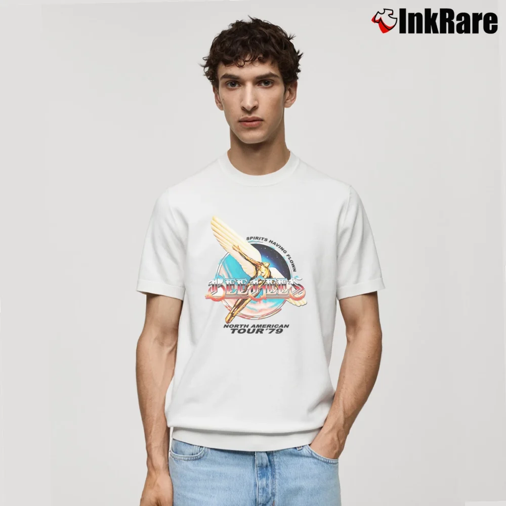 Men’s 70s Bee Gees Spirits Flown 1979 Classic T-Shirt in white | Soft, Breathable Everyday Wear