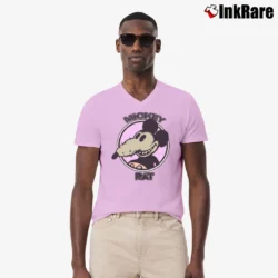 Men’s 70s Belton Rat Mickey Mouse Vintage V-Neck Tee in light pink | Sharp, Breathable, Everyday Staple