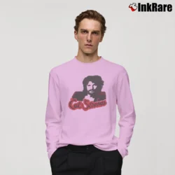 Men’s 70s Cat Stevens Classic Music Long-Sleeve Shirt in light pink | Sleek, Lightweight, Year-Round Wear