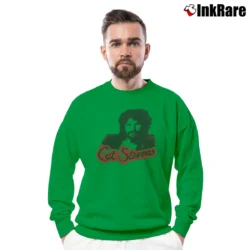 Men’s 70s Cat Stevens Classic Music Crewneck Sweatshirt in irish green | Cozy Fabric, Clean Style