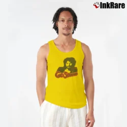 Men’s 70s Cat Stevens Classic Music Tank Top in yellow | Breathable, Active-Friendly Design