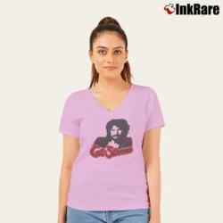 Women’s 70s Cat Stevens Classic Music V-Neck Tee in light pink | Chic Neckline, Soft Texture