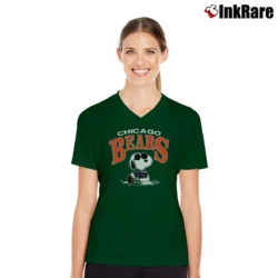 Women’s 70s Chicago Bears Snoopy Peanuts Football V-Neck Tee in forest green | Chic Neckline, Soft Texture