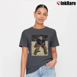 Women’s 70s Ed Giacomin New York Rangers Signature T-Shirt in charcoal | Soft, Flattering Fit