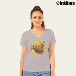 Women’s 70s Gus 1976 Mule Football Walt Disney World Disneyland Movie Cartoon Promo V-Neck Tee in sport grey | Chic Neckline, Soft Texture