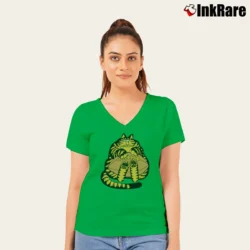 Women’s 70s Kliban Cat Football Crazy Hawaii 1975 V-Neck Tee in irish green | Chic Neckline, Soft Texture