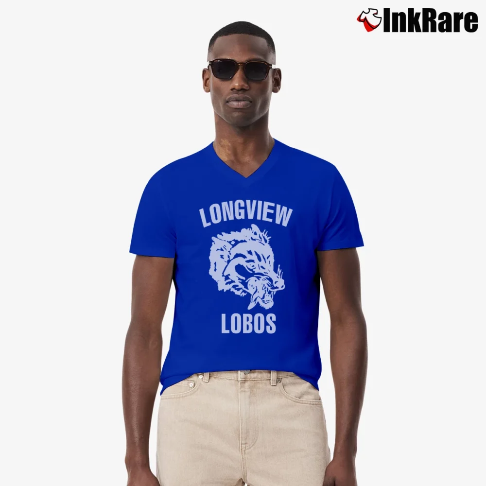 Men’s 70s Longview Lobos Texas V-Neck Tee in royal blue | Sharp, Breathable, Everyday Staple