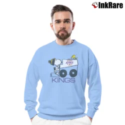 Men’s 70s Los Angeles Kings Snoopy Crewneck Sweatshirt in light blue | Cozy Fabric, Clean Style