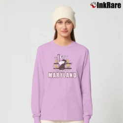 Women’s 70s Maryland Terrapins Snoopy Woodstock Peanuts Long-Sleeve Top in light pink | Sleek, Versatile, All-Season