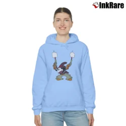 Women’s 70s Mickey Mouse Cowboy Double Gun Cozy Hoodie in light blue | Warm, Structured, Stylish