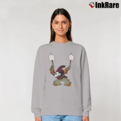 Women’s 70s Mickey Mouse Cowboy Double Gun Relaxed Sweatshirt in sport grey | Soft, Laid-Back Vibe