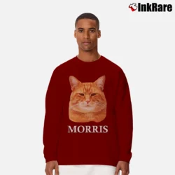Men’s 70s Morris The Cat 9 Lives Brand Long-Sleeve Shirt in maroon | Sleek, Lightweight, Year-Round Wear