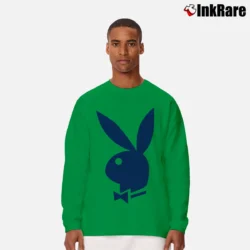 Men’s 70s Playboy Bunny Ringer Party Long-Sleeve Shirt in irish green | Sleek, Lightweight, Year-Round Wear