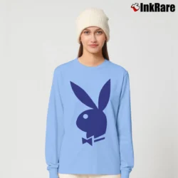 Women’s 70s Playboy Bunny Ringer Party Long-Sleeve Top in light blue | Sleek, Versatile, All-Season