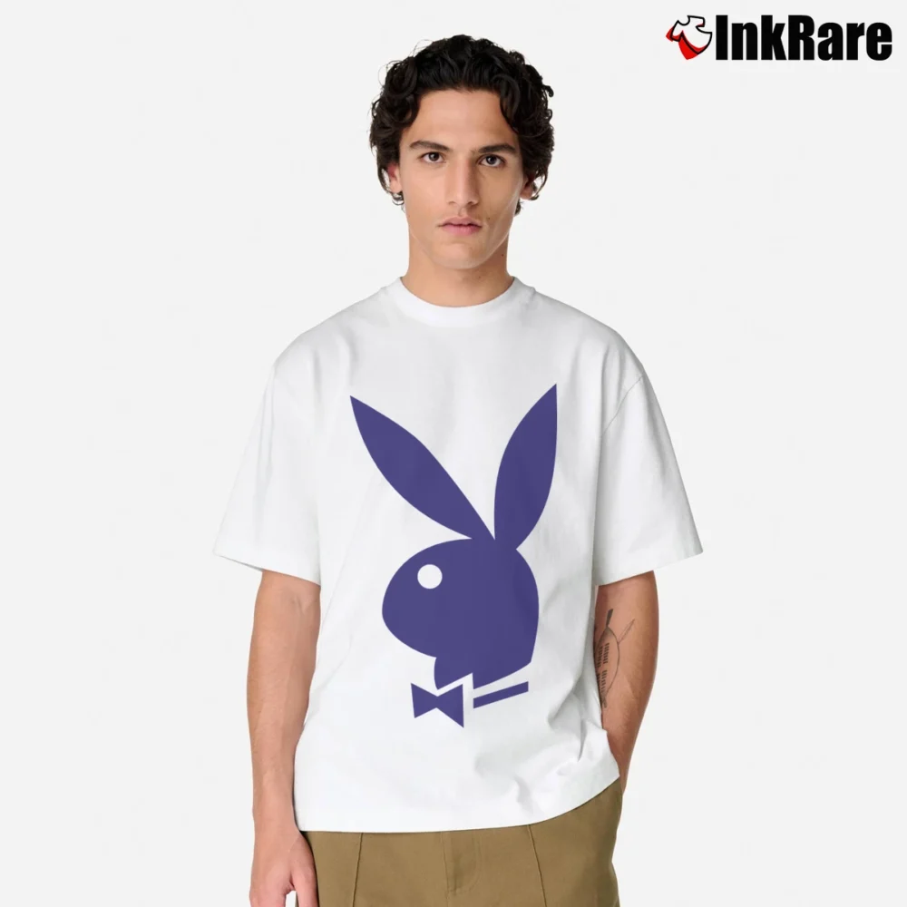 Men’s 70s Playboy Bunny Ringer Party Classic T-Shirt in white | Soft, Breathable Everyday Wear