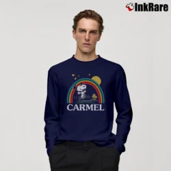 Men’s 70s Snoopy Peanuts Rainbow Long-Sleeve Shirt in navy | Sleek, Lightweight, Year-Round Wear