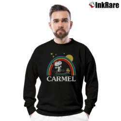 Men’s 70s Snoopy Peanuts Rainbow Crewneck Sweatshirt in black | Cozy Fabric, Clean Style