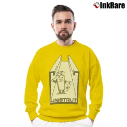 Men’s 70s Unistrut Mr Strut Walt Disney Eberl Iron Works Crewneck Sweatshirt in yellow | Cozy Fabric, Clean Style
