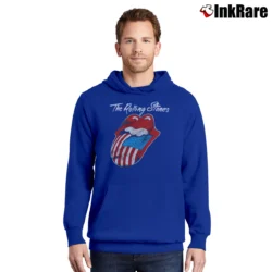Men’s 80s 1981 The Rolling Stones North American Rock Concert Tour Pullover Hoodie in royal blue | Cozy, Durable, Modern Fit