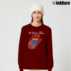 Women’s 80s 1981 The Rolling Stones North American Rock Concert Tour Long-Sleeve Top in maroon | Sleek, Versatile, All-Season
