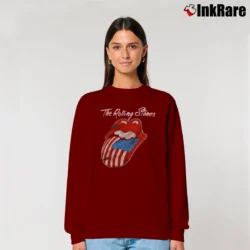 Women’s 80s 1981 The Rolling Stones North American Rock Concert Tour Relaxed Sweatshirt in maroon | Soft, Laid-Back Vibe