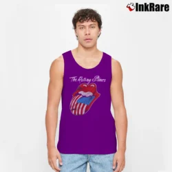 Men’s 80s 1981 The Rolling Stones North American Rock Concert Tour Tank Top in purple | Breathable, Active-Friendly Design