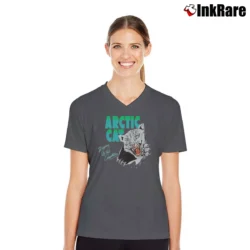Women’s 80s 90s Arctic Cat Ripping Up The Competition V-Neck Tee in charcoal | Chic Neckline, Soft Texture