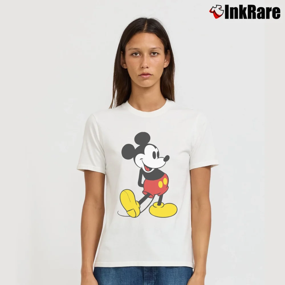 Women’s 80s 90s Mickey Mouse Disney Vintage Signature T-Shirt in white | Soft, Flattering Fit