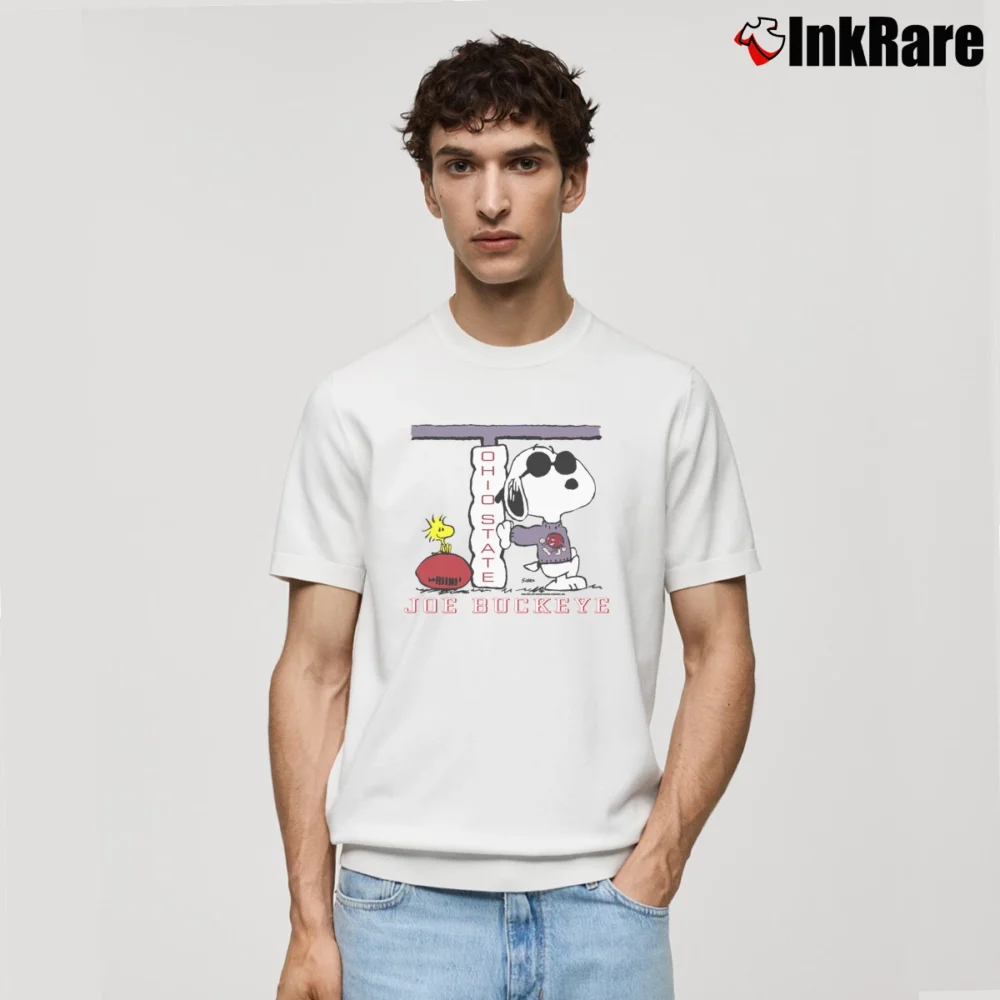Men’s 80s 90s Peanuts Joe Buckeye Football Ohio State Pride Classic T-Shirt in white | Soft, Breathable Everyday Wear