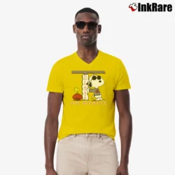 Men’s 80s 90s Peanuts Joe Buckeye Football Ohio State Pride V-Neck Tee in yellow | Sharp, Breathable, Everyday Staple
