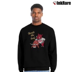 Men’s 80s Arkansas Razorbacks University Mascot Here's The Beef Crewneck Sweatshirt in black | Cozy Fabric, Clean Style