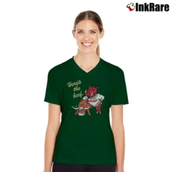 Women’s 80s Arkansas Razorbacks University Mascot Here's The Beef V-Neck Tee in forest green | Chic Neckline, Soft Texture