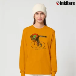 Women’s 80s B Kliban Cycling Fat Cat Tourist Long-Sleeve Top in orange | Sleek, Versatile, All-Season