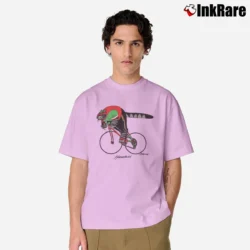 Men’s 80s B Kliban Cycling Fat Cat Tourist Classic T-Shirt in light pink | Soft, Breathable Everyday Wear