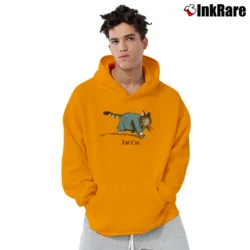 Men’s 80s B Kliban Fat Cat Businessman Pullover Hoodie in orange | Cozy, Durable, Modern Fit