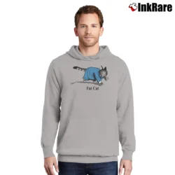 Men’s 80s B Kliban Fat Cat Businessman Pullover Hoodie in sport grey | Cozy, Durable, Modern Fit