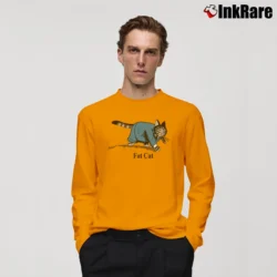 Men’s 80s B Kliban Fat Cat Businessman Long-Sleeve Shirt in orange | Sleek, Lightweight, Year-Round Wear