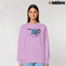 Women’s 80s B Kliban Fat Cat Businessman Relaxed Sweatshirt in light pink | Soft, Laid-Back Vibe