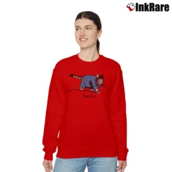 Women’s 80s B Kliban Fat Cat Businessman Relaxed Sweatshirt in red | Soft, Laid-Back Vibe